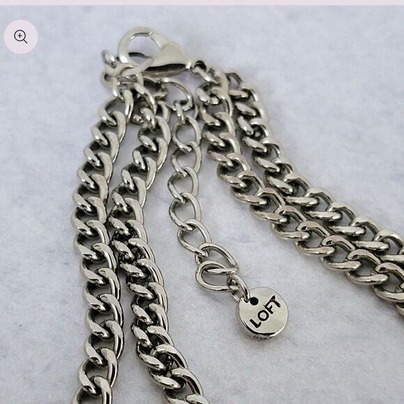 Tortoise Link and Silver Faceted Glass Necklace by Loft 19"-21" - Picture 7 of 10